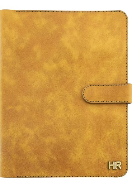 Isme Özel Çıtçıtlı Fonksiyonlu iPad Organizer - %100 Rainbow Deri - ET01002 - Hardal Sarısı modelleri