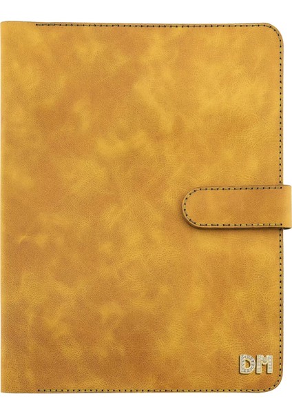 Isme Özel Çıtçıtlı Fonksiyonlu iPad Organizer - %100 Rainbow Deri - ET01002 - Hardal Sarısı fırsatları