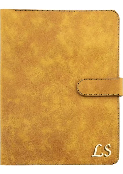 Isme Özel Çıtçıtlı Fonksiyonlu iPad Organizer - %100 Rainbow Deri - ET01002 - Hardal Sarısı indirimleri