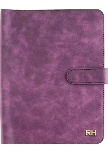 Isme Özel Çıtçıtlı Fonksiyonlu Macbook Organizer - %100 Rainbow Deri - ET02001 - Mor modelleri