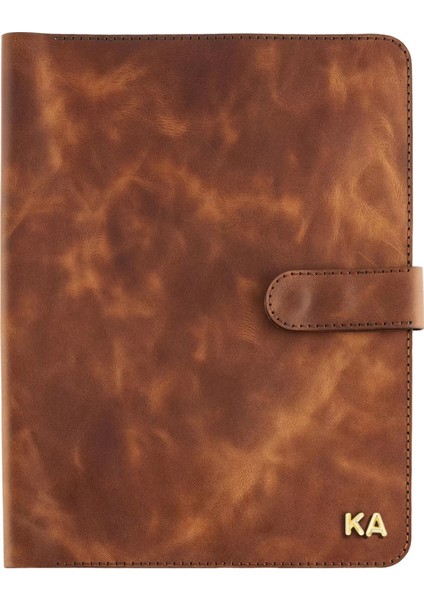 Isme Özel Çıtçıtlı Fonksiyonlu iPad Organizer - %100 Rainbow Deri - ET01002 - Kahverengi modelleri