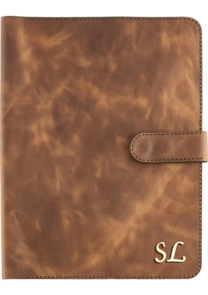 Isme Özel Çıtçıtlı Fonksiyonlu iPad Organizer - %100 Rainbow Deri - ET01002 - Kahverengi indirimleri