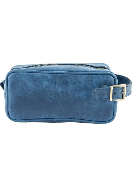 Isme Özel Dopp Kit Kişisel Bakım ve Seyahat Çantası - %100 Rainbow Deri - AC14004 - Saks Mavisi modelleri