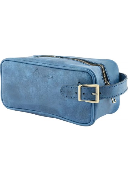 Isme Özel Dopp Kit Kişisel Bakım ve Seyahat Çantası - %100 Rainbow Deri - AC14004 - Saks Mavisi indirimleri