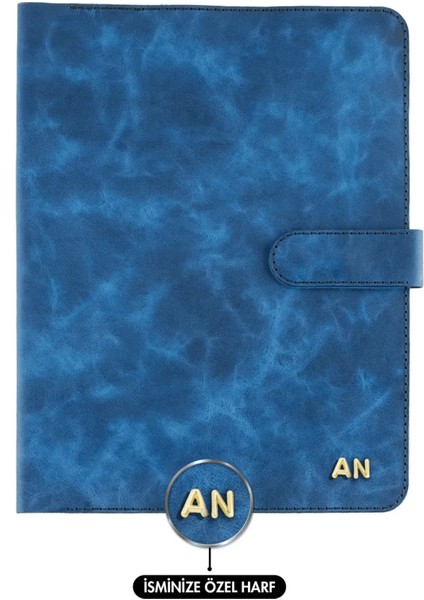 Isme Özel Çıtçıtlı Fonksiyonlu iPad Organizer - %100 Rainbow Deri - ET01002 - Saks Mavisi fiyatları