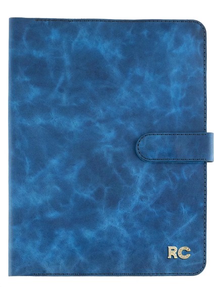 Isme Özel Çıtçıtlı Fonksiyonlu iPad Organizer - %100 Rainbow Deri - ET01002 - Saks Mavisi fırsatları