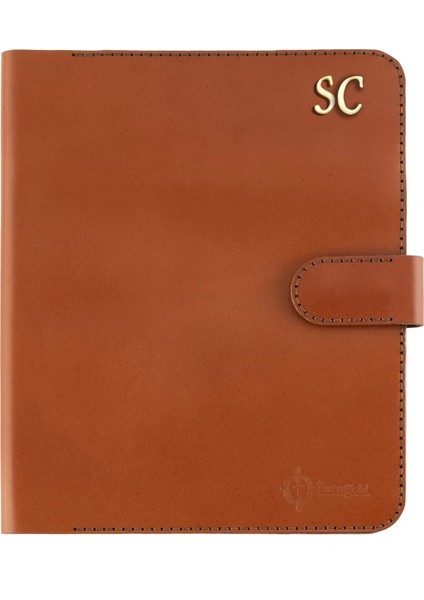 Isme Özel Çıtçıtlı Fonksiyonlu Macbook Organizer - %100 Tiesto Deri - ET02003 - Tobacco