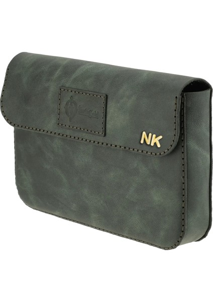 Isme Özel Çıtçıtlı Küçük El Çantası - %100 Rainbow Deri - AC14001 - Haki modelleri