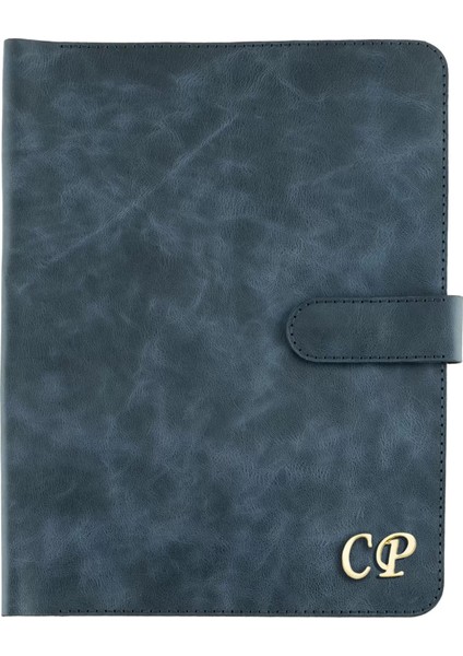 Isme Özel Çıtçıtlı Fonksiyonlu iPad Organizer - %100 Rainbow Deri - ET01002 - Lacivert indirimleri