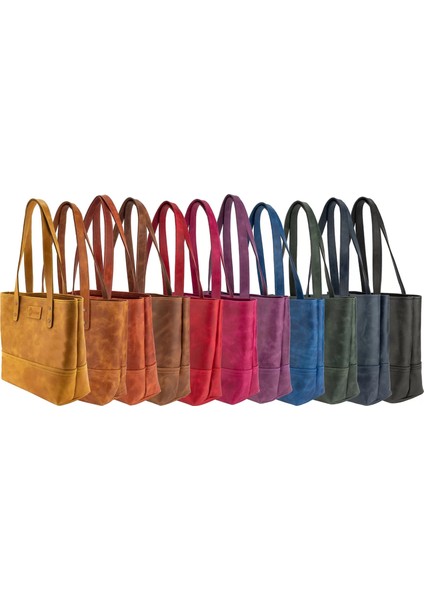 Isme Özel Tote Bag El Omuz Çantası - %100 Rainbow Deri - AC03003 - Saks Mavisi