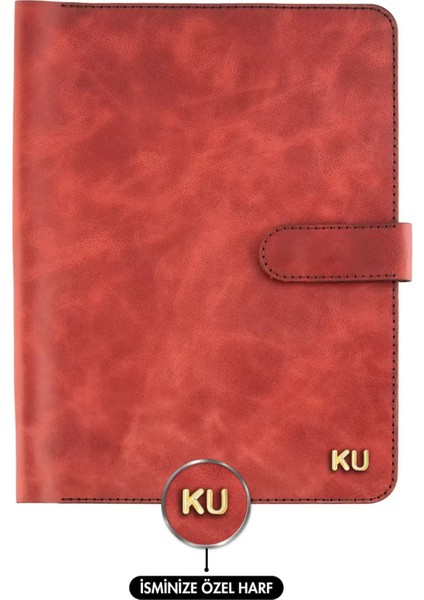 Isme Özel Çıtçıtlı Fonksiyonlu Macbook Organizer - %100 Rainbow Deri - ET02001 - Kırmızı fiyatları