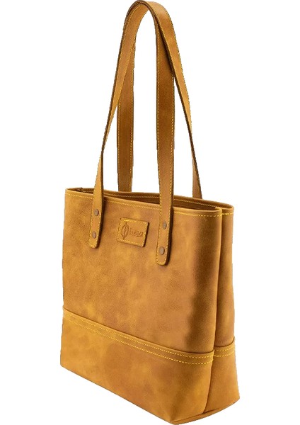 Isme Özel Tote Bag El Omuz Çantası - %100 Rainbow Deri - AC03003 - Hardal Sarısı fırsatları
