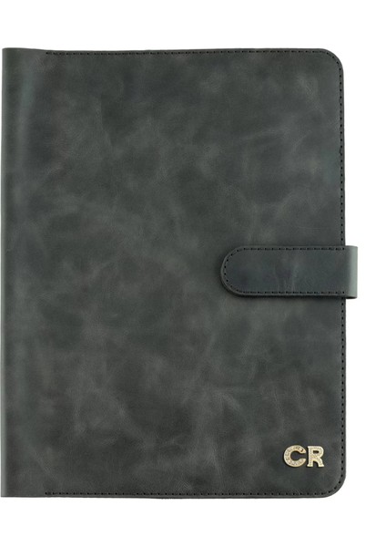 Isme Özel Çıtçıtlı Fonksiyonlu iPad Organizer - %100 Rainbow Deri - ET01002 - Antrasit fırsatları