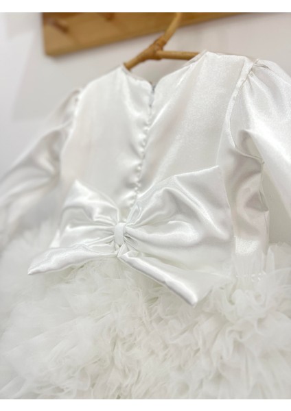 Kız Bebek Çocuk Elbise Uzun Kollu Tüllü Tütü Özel Gün Parti Doğum Günü Prenses Saten Abiye Elbise fırsatları