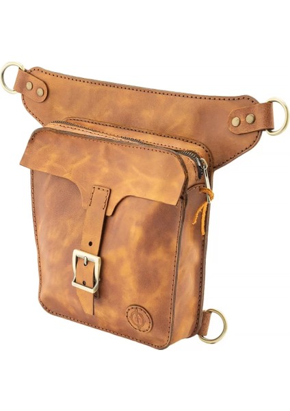 Isme Özel All In One Bel ve Bacak Çantası - %100 Deri - AC15001 - Camel