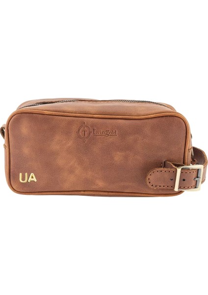 Isme Özel Dopp Kit Kişisel Bakım ve Seyahat Çantası - %100 Rainbow Deri - AC14004 - Kahverengi fiyatları