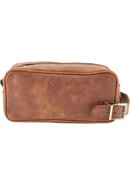 Isme Özel Dopp Kit Kişisel Bakım ve Seyahat Çantası - %100 Rainbow Deri - AC14004 - Kahverengi modelleri
