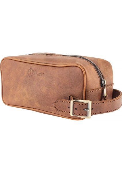 Isme Özel Dopp Kit Kişisel Bakım ve Seyahat Çantası - %100 Rainbow Deri - AC14004 - Kahverengi fırsatları