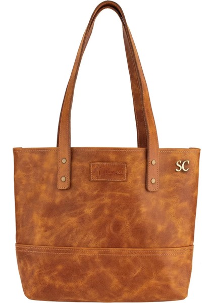 Isme Özel Tote Bag El Omuz Çantası - %100 Rainbow Deri - AC03003 - Camel fiyatları