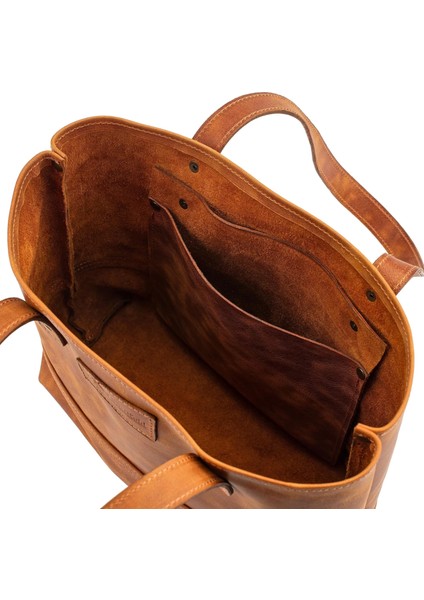 Isme Özel Tote Bag El Omuz Çantası - %100 Rainbow Deri - AC03003 - Camel fırsatları