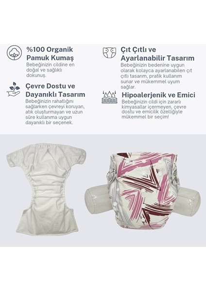 Baby Ybb Yıkanabilir Bebek Bezi Çizgili Desen Çıt ÇITLI(3KG-12KG) modelleri
