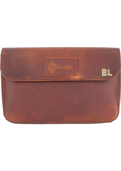 Isme Özel Çıtçıtlı El Çantası - %100 Crazy Deri - AC14002 - Taba fırsatları