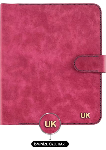 Isme Özel Çıtçıtlı Fonksiyonlu Macbook Organizer - %100 Rainbow Deri - ET02001 - Fuşya fiyatları