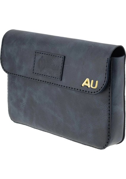 Isme Özel Çıtçıtlı Küçük El Çantası - %100 Rainbow Deri - AC14001 - Lacivert modelleri