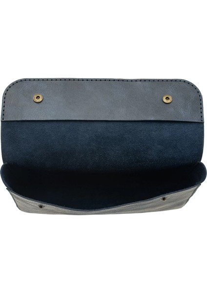 Isme Özel Çıtçıtlı Küçük El Çantası - %100 Rainbow Deri - AC14001 - Lacivert