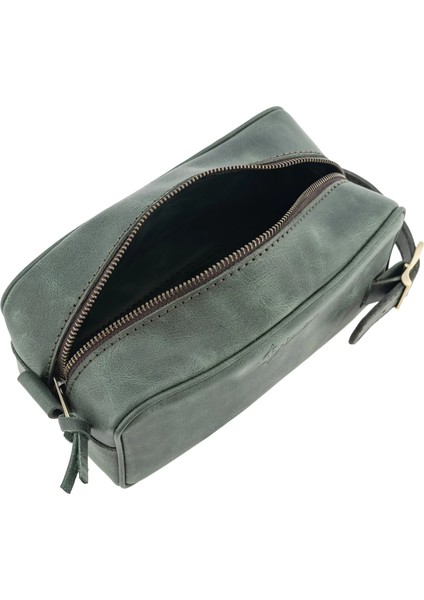 Isme Özel Dopp Kit Kişisel Bakım ve Seyahat Çantası - %100 Rainbow Deri - AC14004 - Haki