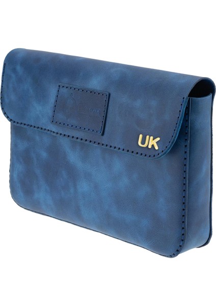 Isme Özel Çıtçıtlı Küçük El Çantası - %100 Rainbow Deri - AC14001 - Saks Mavisi modelleri