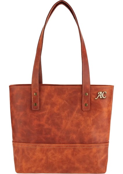 Isme Özel Tote Bag El Omuz Çantası - %100 Rainbow Deri - AC03003 - Tobacco fiyatları