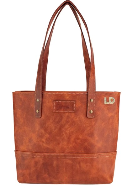 Isme Özel Tote Bag El Omuz Çantası - %100 Rainbow Deri - AC03003 - Tobacco modelleri