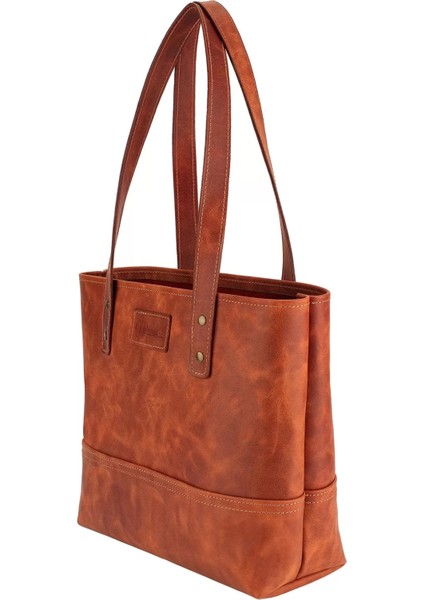 Isme Özel Tote Bag El Omuz Çantası - %100 Rainbow Deri - AC03003 - Tobacco fırsatları