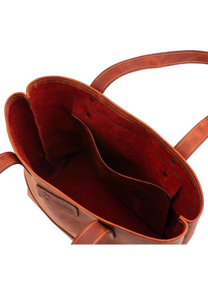 Isme Özel Tote Bag El Omuz Çantası - %100 Rainbow Deri - AC03003 - Tobacco indirimleri