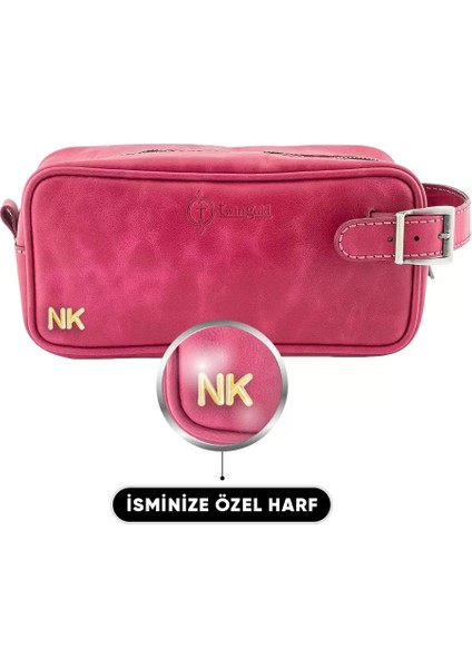 Isme Özel Dopp Kit Kişisel Bakım ve Seyahat Çantası - %100 Rainbow Deri - AC14004 - Fuşya fiyatları
