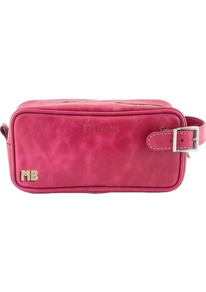 Isme Özel Dopp Kit Kişisel Bakım ve Seyahat Çantası - %100 Rainbow Deri - AC14004 - Fuşya