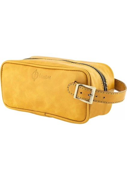Isme Özel Dopp Kit Kişisel Bakım ve Seyahat Çantası - %100 Rainbow Deri - AC14004 - Hardal Sarısı indirimleri