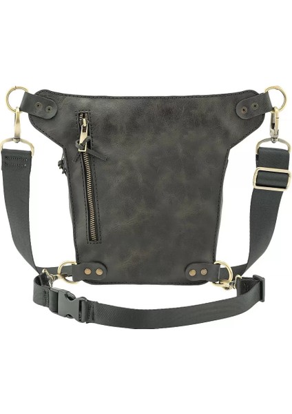 Isme Özel All In One Bel ve Bacak Çantası - %100 Deri - AC15001 - Antrasit indirimleri