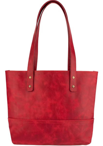 Isme Özel Tote Bag El Omuz Çantası - %100 Rainbow Deri - AC03003 - Kırmızı indirimleri