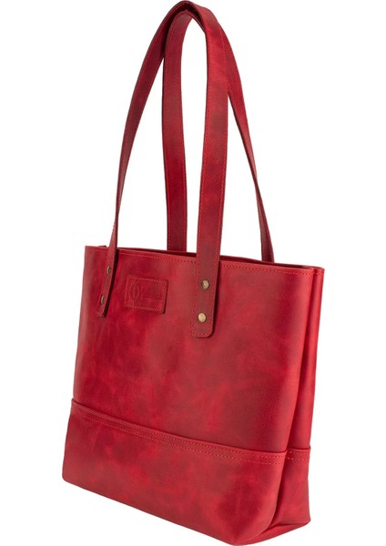 Isme Özel Tote Bag El Omuz Çantası - %100 Rainbow Deri - AC03003 - Kırmızı
