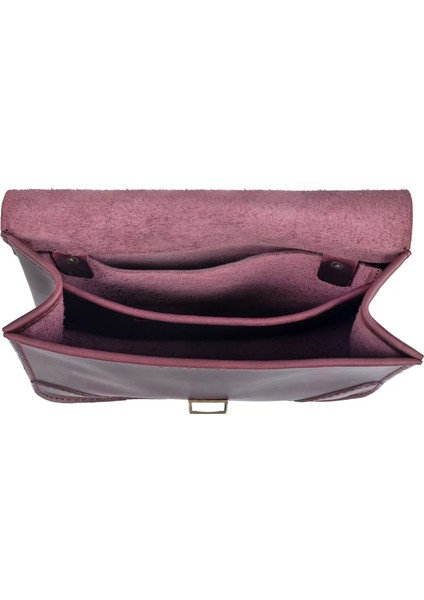 Isme Özel Günlük Orta Boy Omuz Çantası - %100 Crazy Deri - AC03002 - Bordo fırsatları