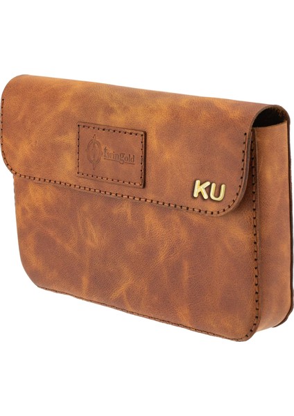 Isme Özel Çıtçıtlı Küçük El Çantası - %100 Rainbow Deri - AC14001 - Camel modelleri