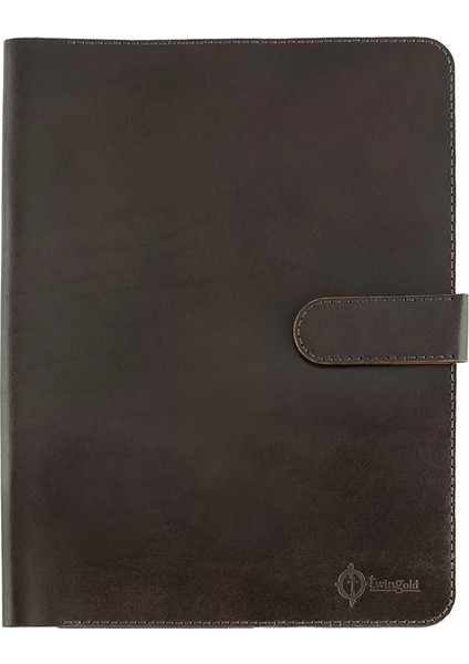 Isme Özel Çıtçıtlı Fonksiyonlu iPad Organizer - %100 Tiesto Deri - ET01003 - Koyu Kahverengi fiyatları