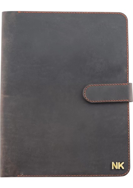 Isme Özel Çıtçıtlı Fonksiyonlu Macbook Organizer - %100 Crazy Deri - ET02004 - Kahverengi modelleri