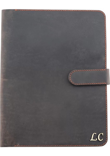 Isme Özel Çıtçıtlı Fonksiyonlu Macbook Organizer - %100 Crazy Deri - ET02004 - Kahverengi indirimleri