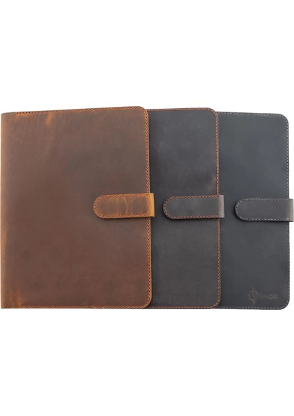 Isme Özel Çıtçıtlı Fonksiyonlu Macbook Organizer - %100 Crazy Deri - ET02004 - Kahverengi