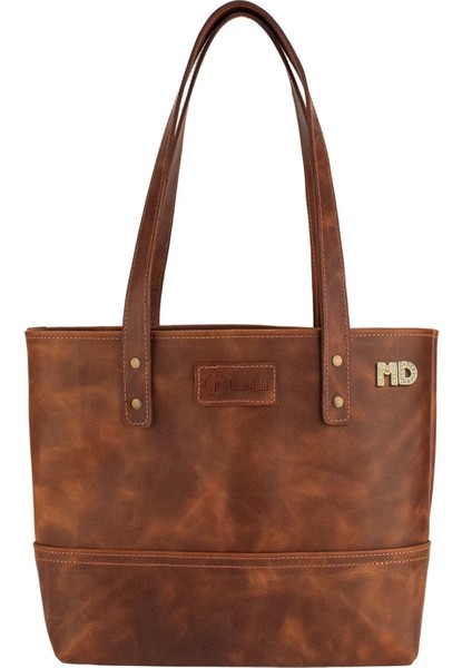 Isme Özel Tote Bag El Omuz Çantası - %100 Rainbow Deri - AC03003 - Kahverengi modelleri