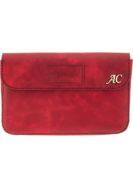 Isme Özel Çıtçıtlı Küçük El Çantası - %100 Rainbow Deri - AC14001 - Kırmızı