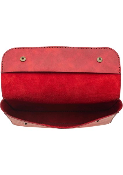 Isme Özel Çıtçıtlı Küçük El Çantası - %100 Rainbow Deri - AC14001 - Kırmızı